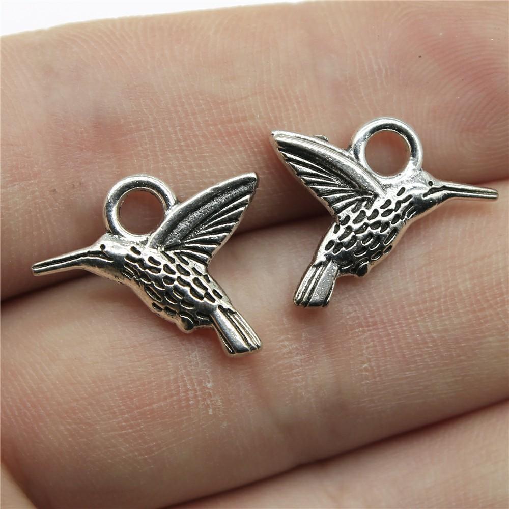 10pcs Bird Charms Antique Silver Color Bird Charms Pendants For Bracelets Flying Bird Charms Making Jewelry