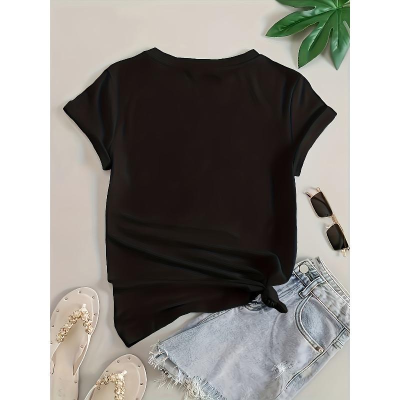 European Size Women'S Summer Trendy Versatile Outdoor Breathable Soft Comfort T-Shirt with Heat-Transfer Print | Casual Style, Floral Pattern