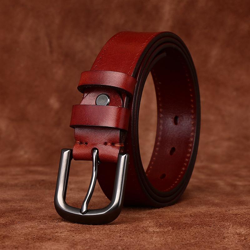 Opasek Unisex Široký retro Módní Kožený Spona Pásek První vrstva Hovězí kůže Volnočasové džíny Pásek