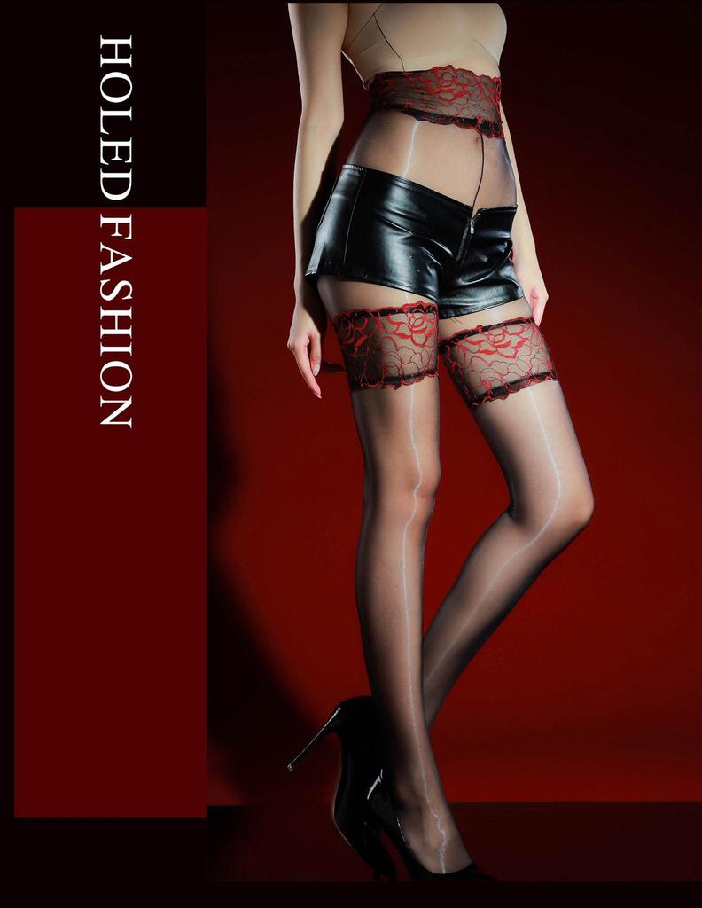 Emotional Lace Ultra-Thin Shine Black Stockings for Women