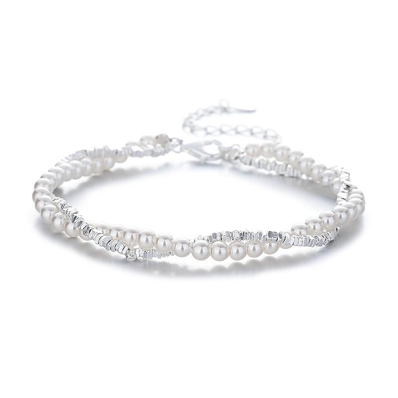 Broken Silver Bracelet Women'S Light Luxury Niche Design High-End Sense Beaded Adjustable Women'S Double-Layer Exquisite Jewelry