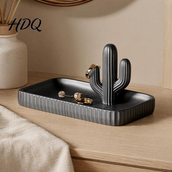 Stable Jewelry Organizer 3D Printed Cactus Tray Ring Dish Entryway Table Trays Decorative Trinket Tray for Rings Necklaces Bracelets Keys Artistic
