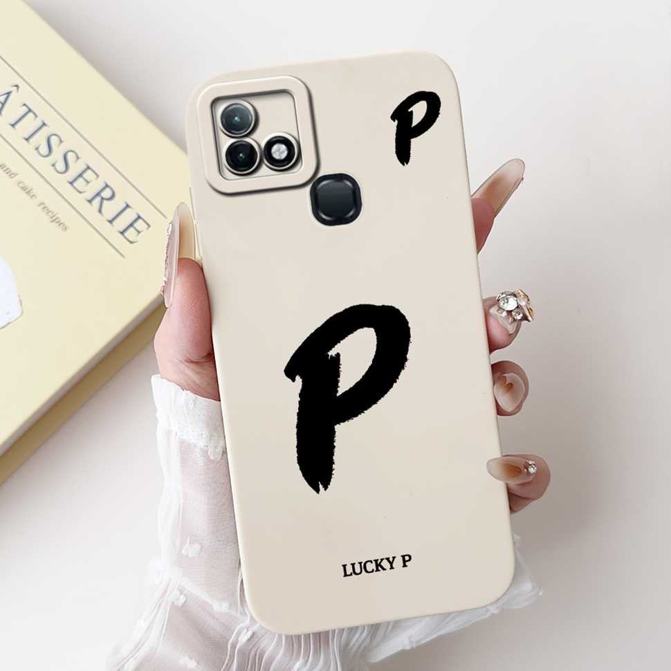 For Infinix Hot 10i X659B Case White Lucky Letters A-Z Soft Silicone Cover For Infinix Hot10I Smart 5 Pro 6.52 " Phone Cases