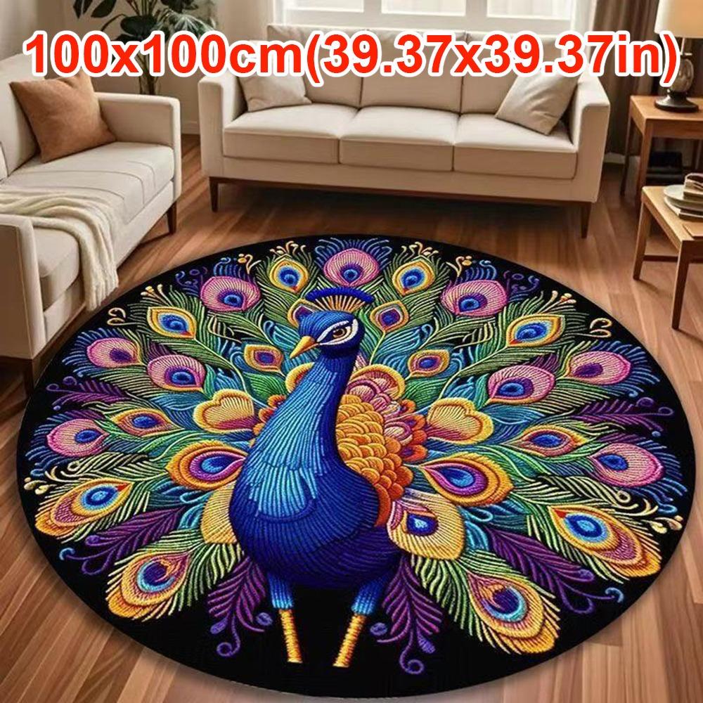 Special-shaped Peacock Carpet Soft Bathroom Floor Mat for Living Room Tea Table Bedside