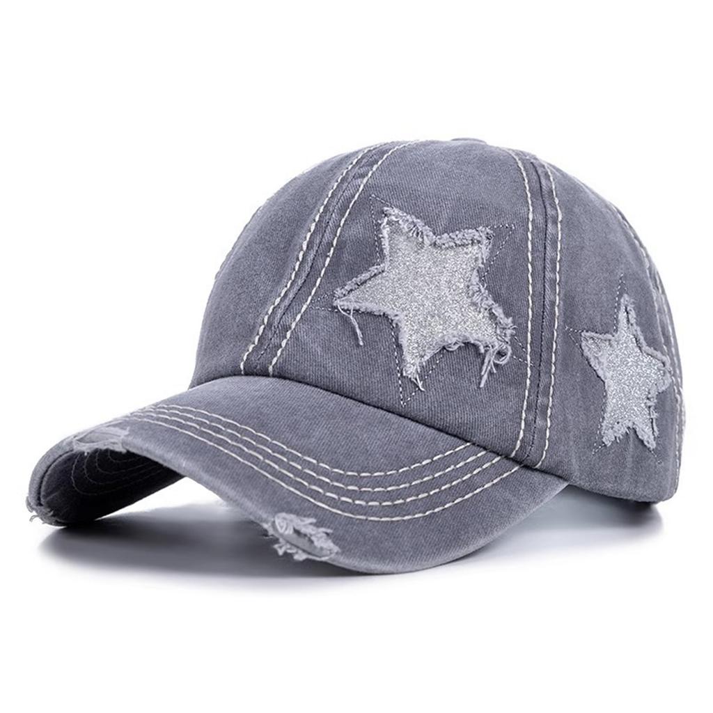 Fashionable Baseball Caps Five Point Star Baseball Cap With Curved Brim And Ponytail Design For Women Outdoor Sports
