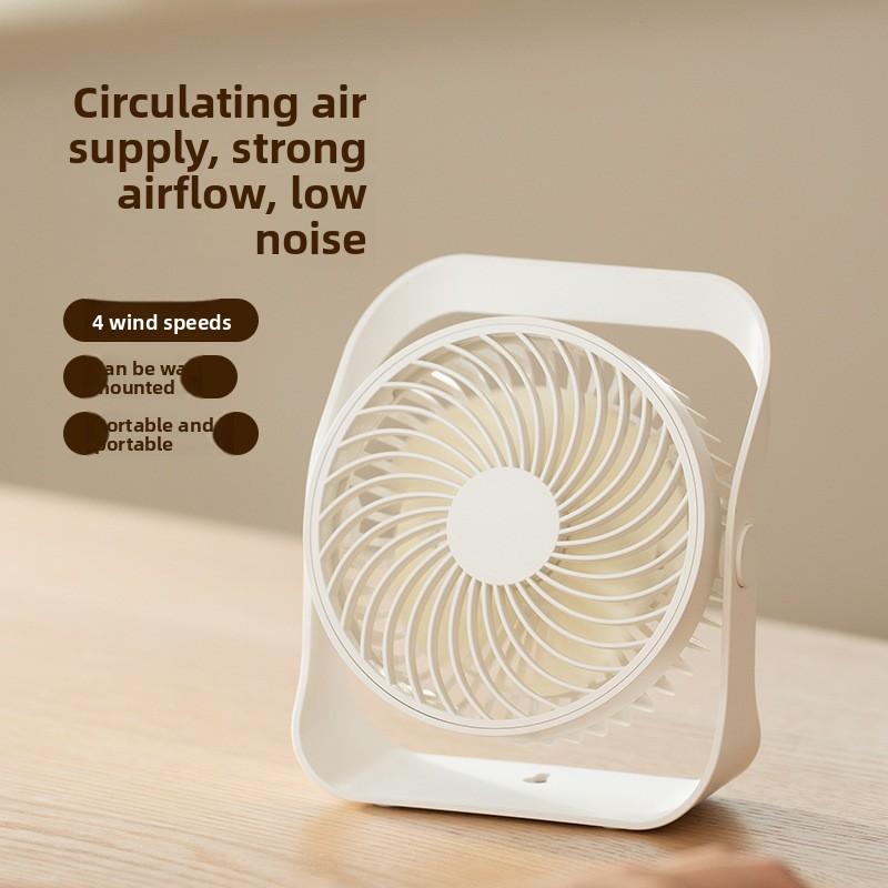 Small Air Circulation Fan with Digital Display, Desktop Table Fan & Wall Mountable, Portable Handle, Perfect Home Gift DQ- 257m White
