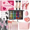 Women's All-in-One Makeup Kit, Eyeshadow Palette, Foundation, Blush, Lip Gloss, Eyeliner, Mascara, Eyebrow Pencil, Bag, Single Rainbow Eyeshadow 1 Pcs