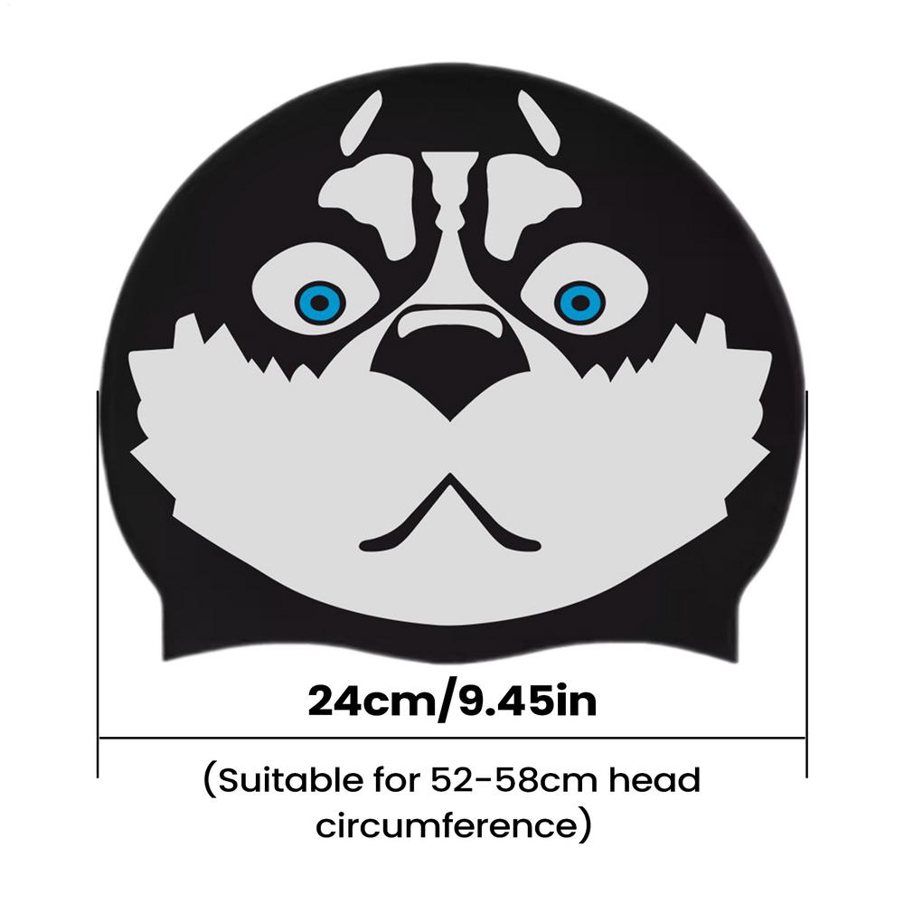 Adult Silicone Swimming Caps Funny Dog Print Unisex Headwear Funny Husky Design Swim Hat Waterproof Cute Cartoon Swimming Caps