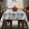 Black Spider Web White Background Halloween Tablecloth - Washable for Use As a Table Cover - Suitable for Diningzyc