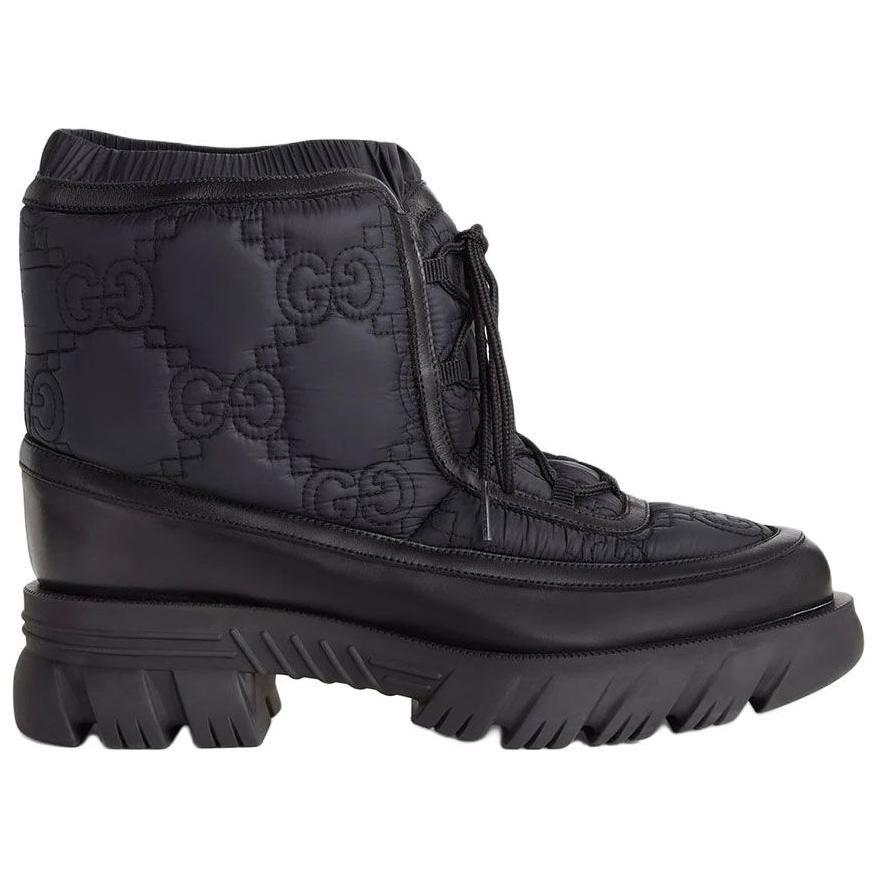 Gucci Gg Lace Up Ankle Boot Black 680888 UF720 1000
