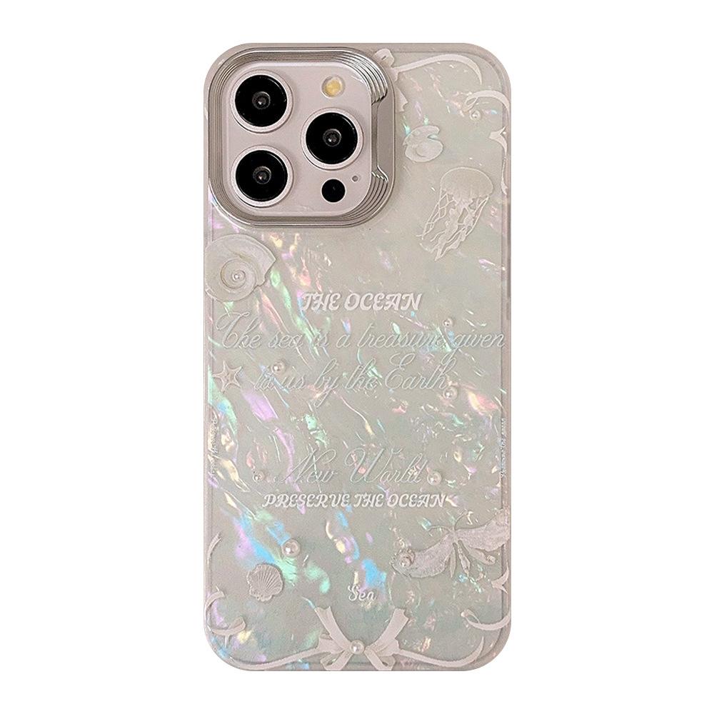 Marine Jellyfish Shell Suitable for Apple 14 Mobile Phone Case 13 Three Dimensional Pearl Iphone15promax Temperament 11 Hard