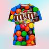 M&m's Chocolate Beans 3D Print O-Neck T-shirts Men Short Sleeve Fashion Hip Hop Oversized Harajuku Y2K T Shirt Unisex Clothes