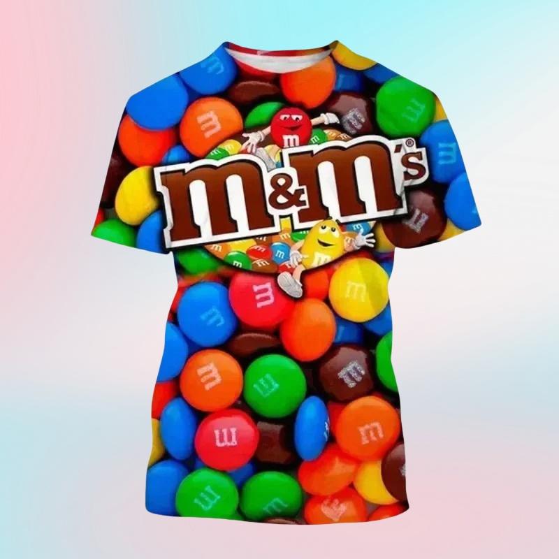 

M&m s Chocolate Beans 3D Print O-Neck T-shirts Men Short Sleeve Fashion Hip Hop Oversized Harajuku Y2K T Shirt Unisex Clothes XXS