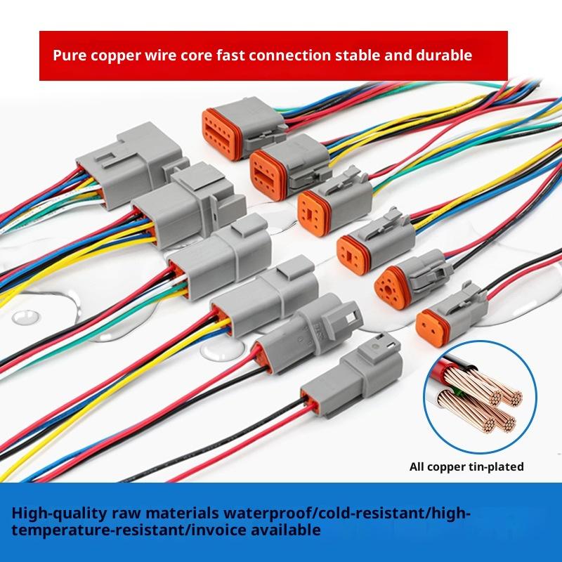 1 Pcs Dt Connector With 15Cm Wiring Harness Dt06-2S/Dt04-2P 2P 3P 4P 6P 8P 12P Waterproof Electrical Connector