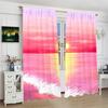 The Beach Under the Pink Sunset - Printed Curtains   Christmas Decorations   Daily Home Decorations   Room Decorations