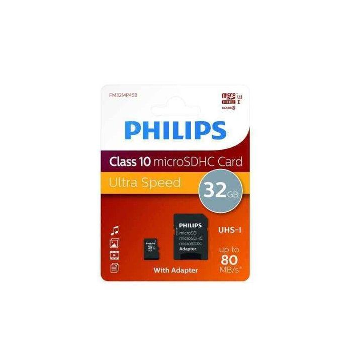 Carte microsdhc - philips - fm32mp45b/00 - 32 go - class 10 - jusqu'à 80 mo/s