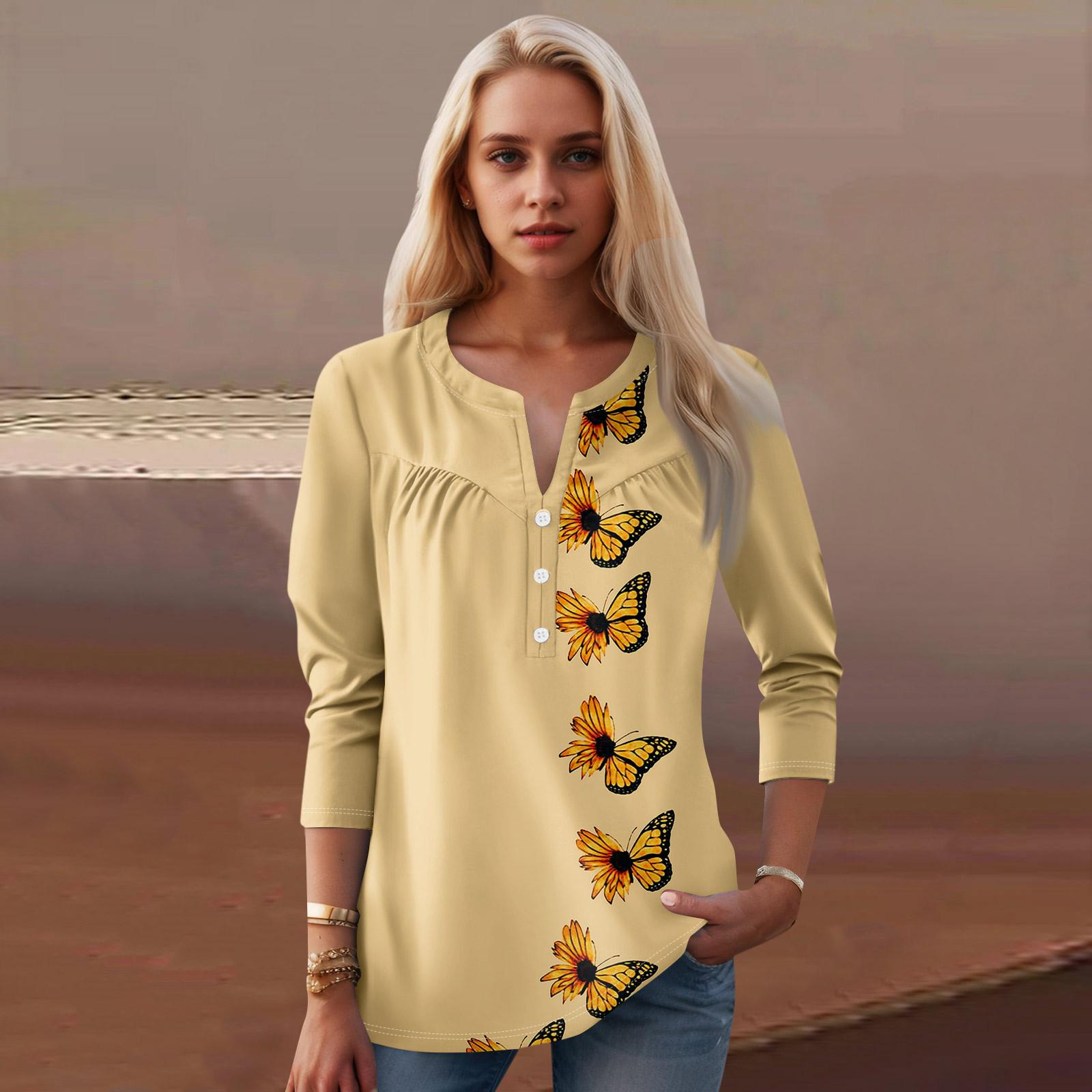 

Женская мода повседневный топ с длинным рукавом и круглым вырезом с цветочным принтом L верблюд