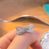 Korean Simple And Cold Wind Ladder Square Cross Diamond Ring, Femininity Elegant And Versatile Index Finger Super Flash Does Not Fade