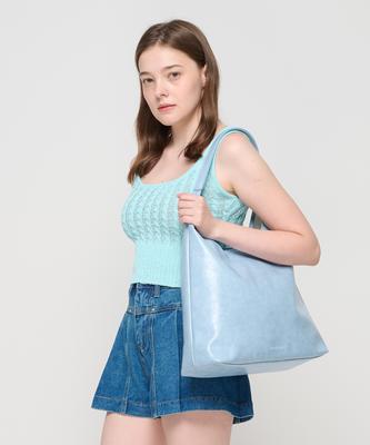 Roidesrois Leather Shoulder Hobo Bag (Sky Blue)