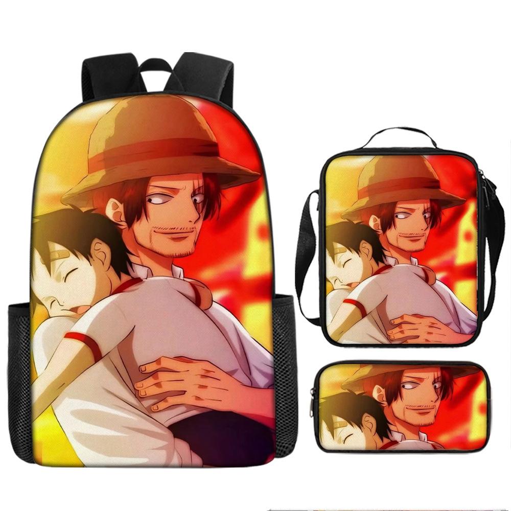 Animation ONE PIECE schoolbag three-piece play peripheral backpack large capacity middle school student outdoor campus computer bag