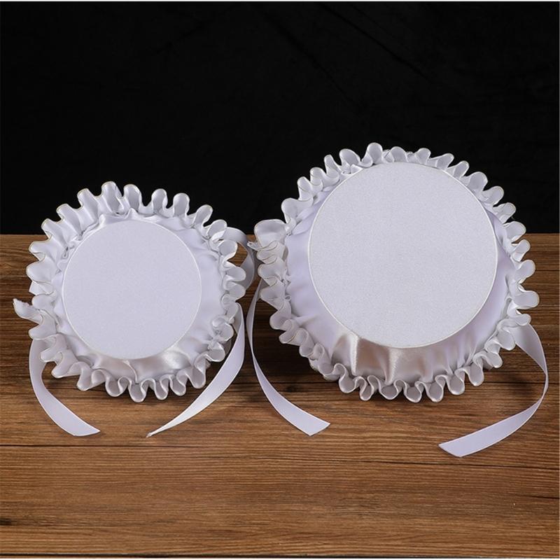 Elegant White And Gold Wedding Decorative Basket For Bridal Ceremonies Parties Decors Durable Fabric Storage Container
