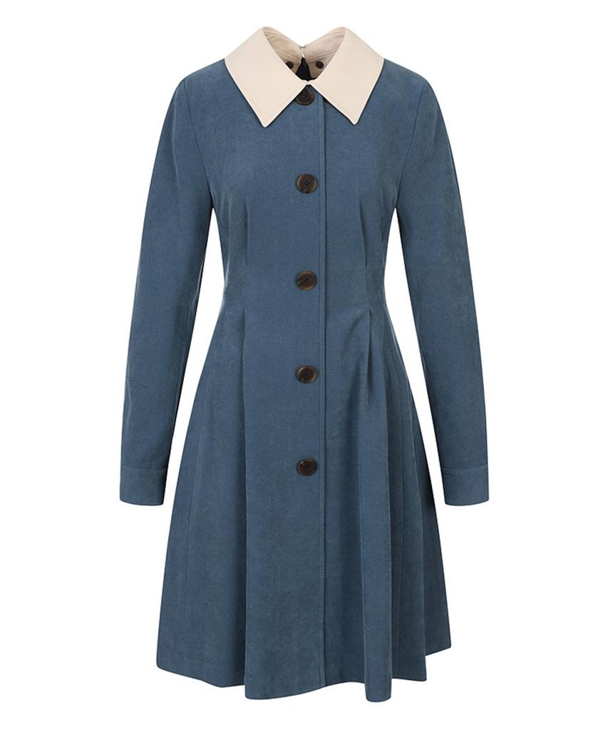 ECOLEDEPARIS Contrast Collar Pintuck Dress_Rb3Xwoam16D