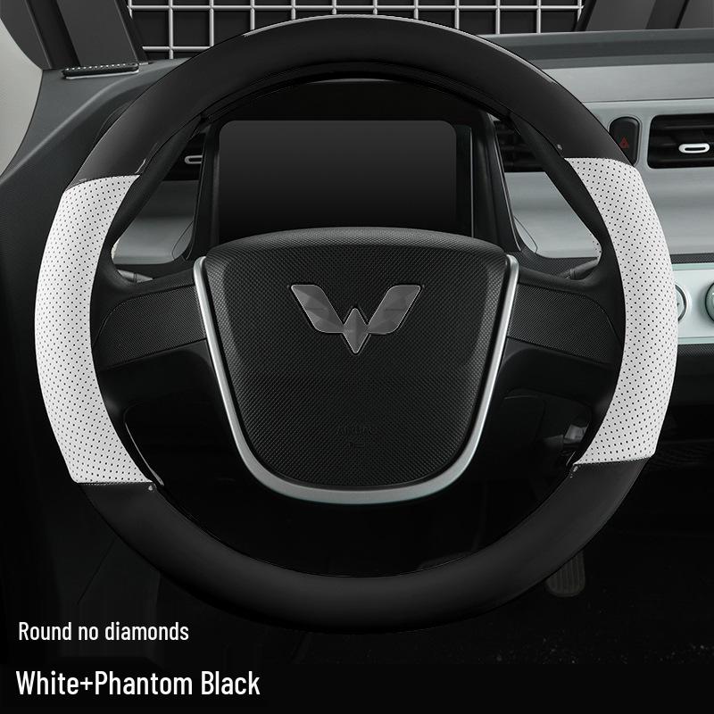 Glossy White Stain-Resistant PU Steering Wheel Cover for Hongguang MINI 2022