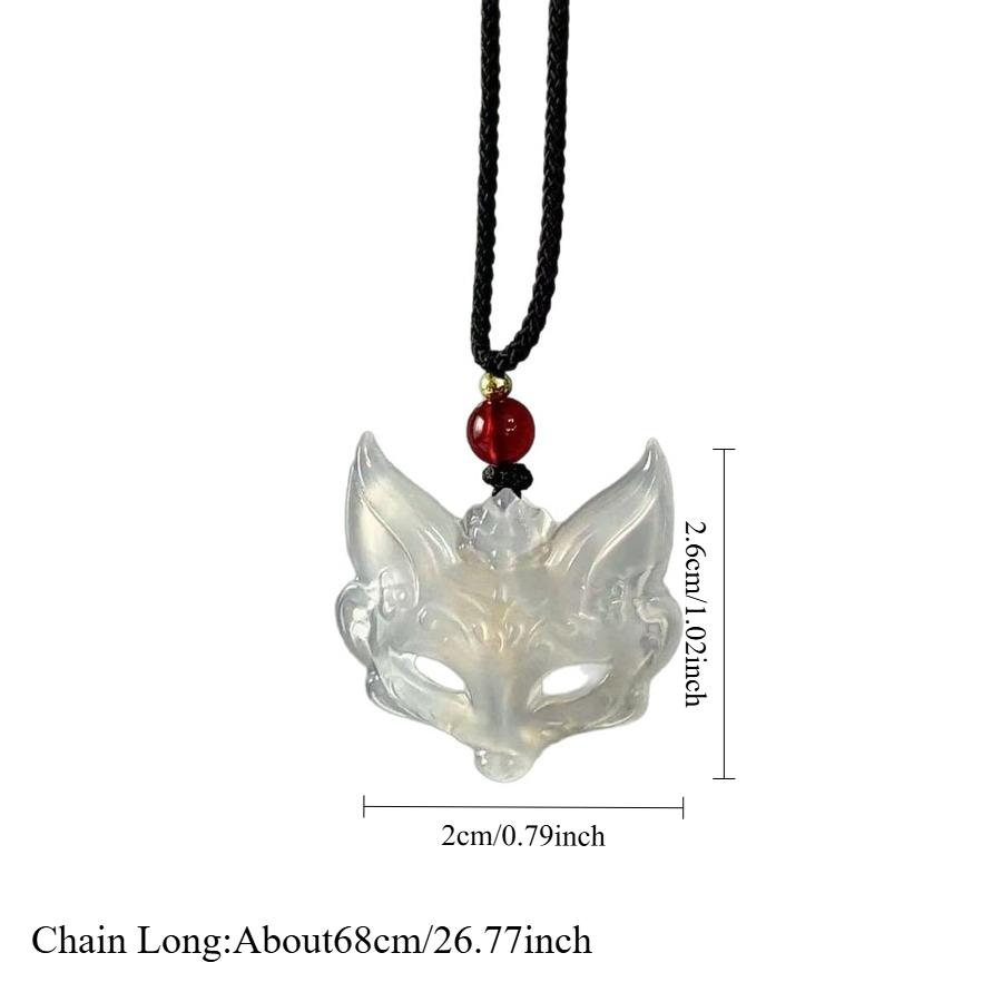 Handmade Necklace For Women Men Resin Fox Mask Pendant  Braided Rope Chain Choker Fashion Jewelry