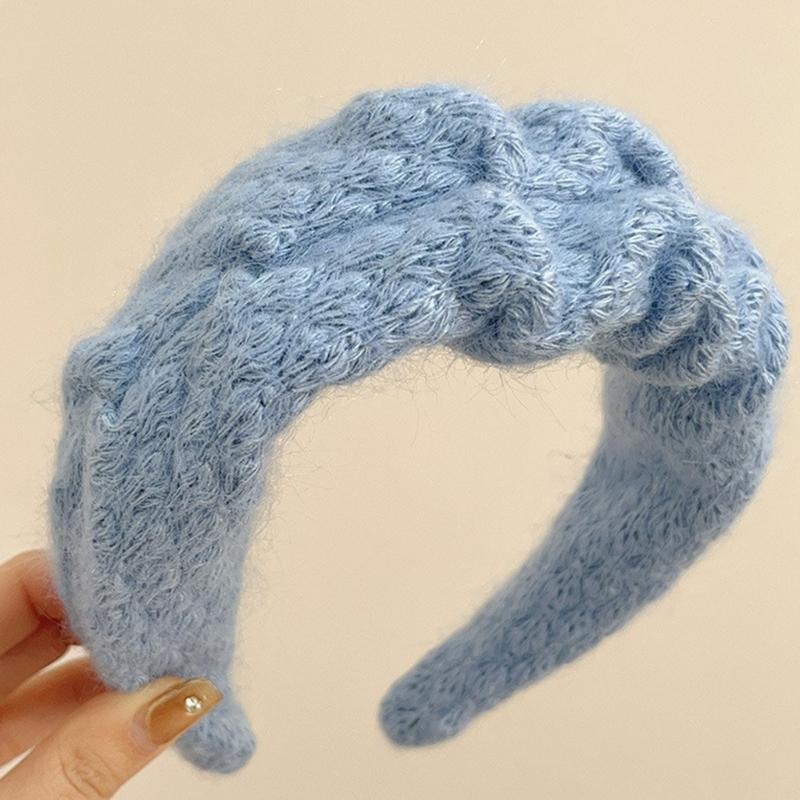 Strukturierte Kunststoff Kopfbedeckung Acryl Gestrickter Haarreif Merkmal Breite Kante Für Herbst Winter Mode Haarstyling