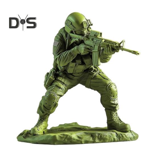 Elite Kampfsoldat Figur Grün Militärmänner Statue Sammlerstück Mini Soldatenstatue für Desktop-Dekor Militärbegeisterte Geschenk