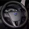 Handgenähtes schwarzes rutschfestes Leder Lenkradbezug für VOLVO XC60 S60 V40 V60 S40 2011-2017 Autoteile