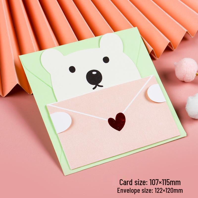 Deluxe Mini Birthday Card with Cute Cartoon Animals and Handwritten Blessings