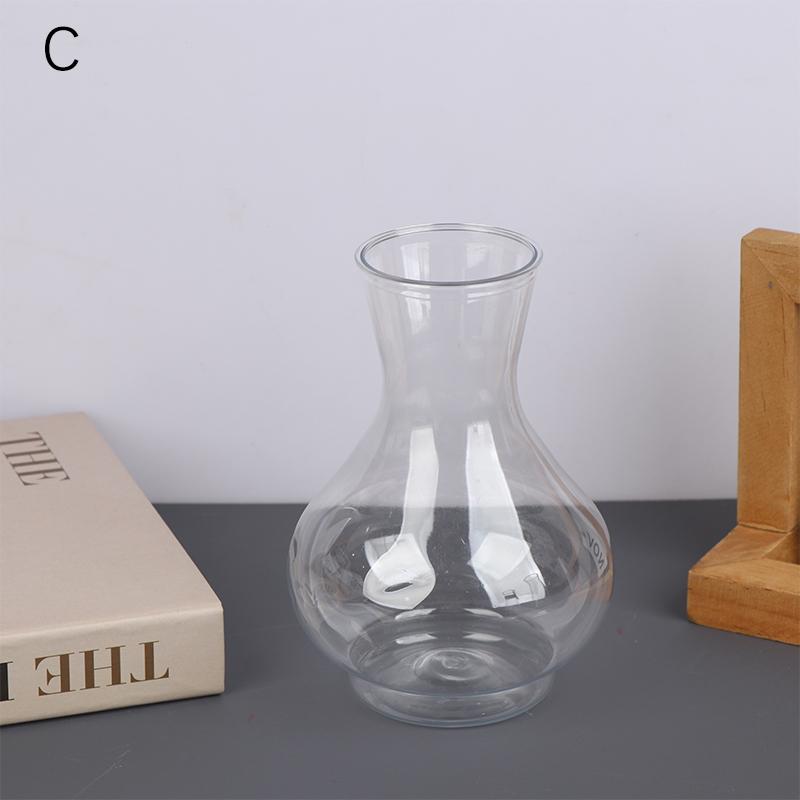 

1Pc Plastic Striped Vases Transparent Vases Large-Bellied Vase For Wedding Banquets, Festivals And Home Table Decoration C