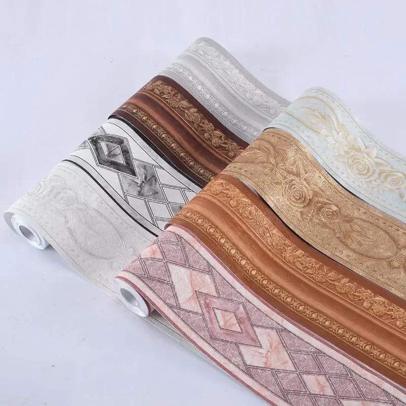 5M Waterproof Waistline Wallpaper Toilet Bathroom Self Adhesive Skirting Lines Decor Baseboard Corridor Floor Border 3D Stickers