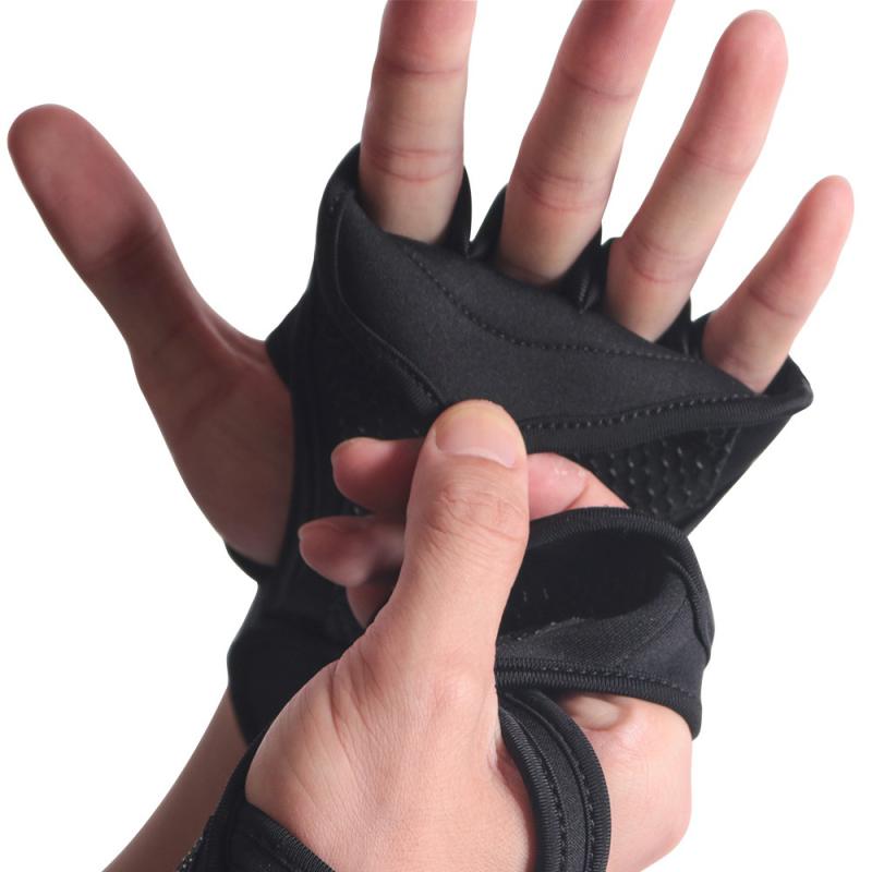 1Pair Workout Gloves Women Men With Wrist Wraps Anti-Slip Silicone Palm Protection Weight Lifting Fitness Gym Gloves
