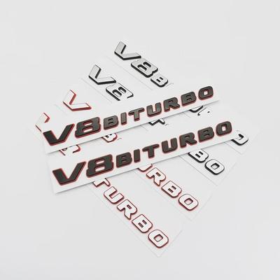 New Color Blocking Letter V8 BITURBO Emblem for Ben-z Car Styling Fender Logo Sticker Chrome Black Red