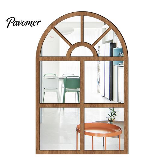 Adesivi Specchio da Parete Stile Boho Decorazione Finestra ad Arco, Specchio Finto Acrilico con Cornice in Legno, Adesivo da Incollare per Casa, Adesivo Autoadesivo per Vetro Finestra