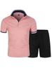 Men's Summer Short Sleeve Polo Shirt & Shorts Set - Fashion Lapel Color Contrast Casual Sportswear
