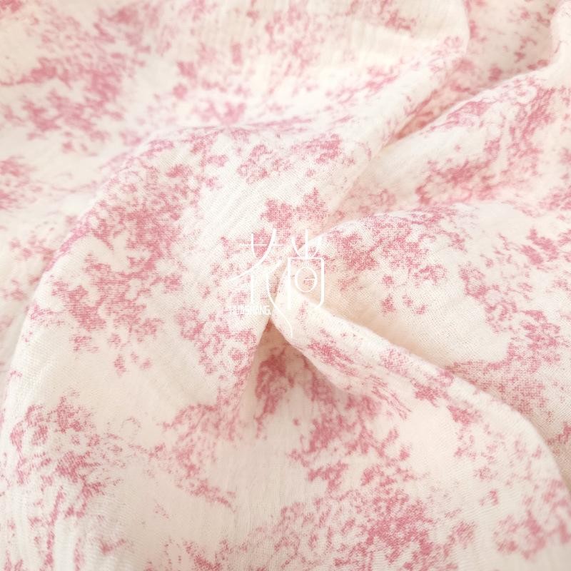 135x50cm Blue Floral Pure Cotton Double-layer Gauze Crepe Fabric For Home Clothes Pajamas Blankets Handmade DIY Fabrics YHTJ0187