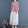Elegant Women's Long Sleeve Cotton Linen Ramie Shirt - Light Luxury Plus Size, Slimming Design for Autumn & Winter
