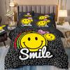 Smiling Face Graffiti Bedding Set Themed Colorful Print Microfiber Student Dormitory Bed Sheet Duvet Cover Kid Gift Home Textile