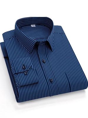 Men's Autumn Striped Business Casual Long-Sleeve Shirt