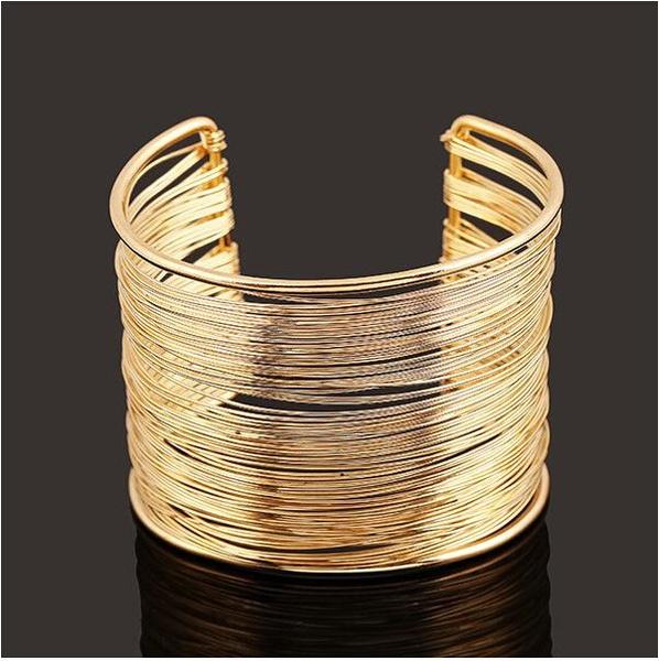 Fashion Gilded Hollow Woman Open Wire Metal Bracelet Punk Bracelet Fashion Gold Cufflinks Bracelets Jewelry