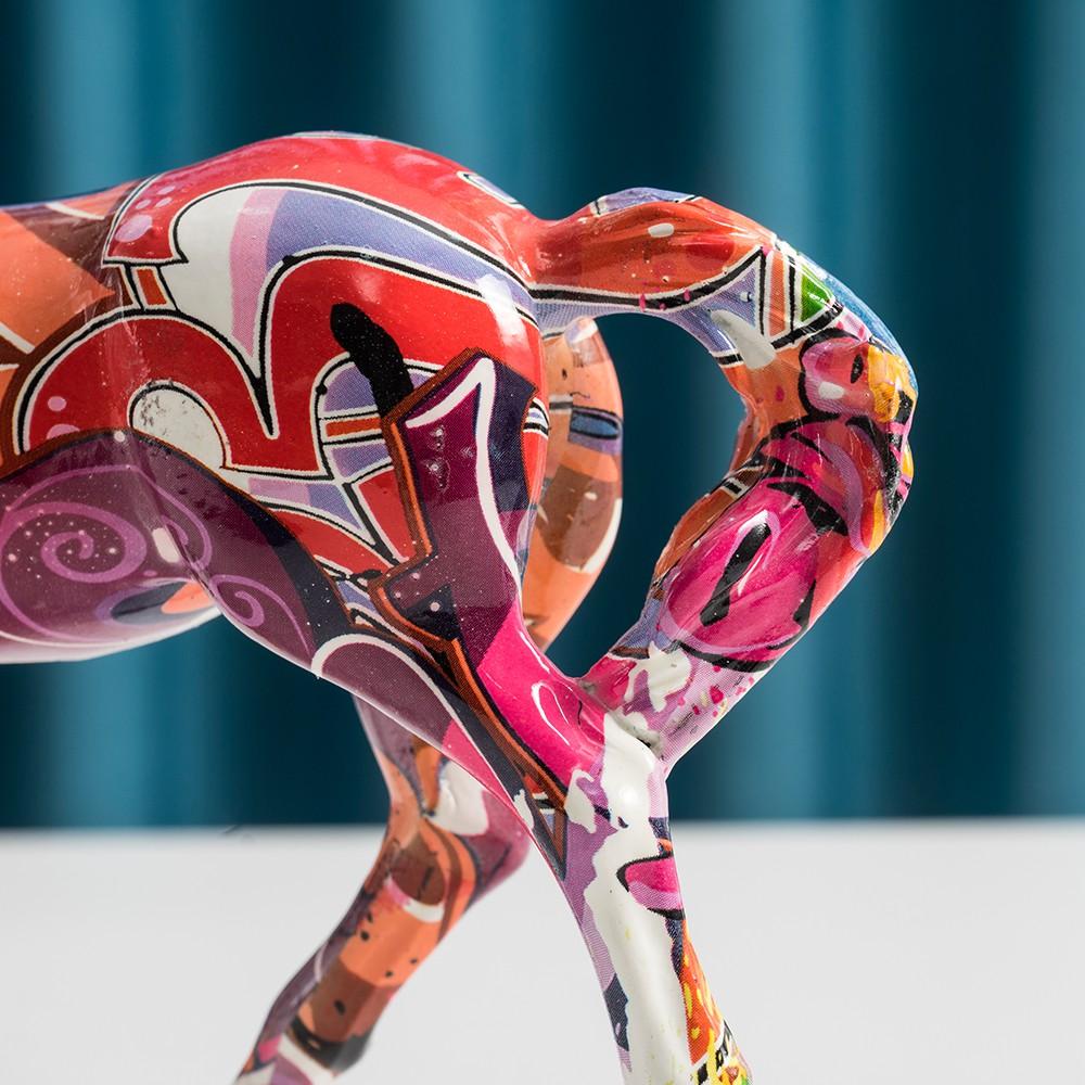 Graffiti Horse Statue Pop Art Modern Animal Sculpture Home Interior Decoration Living Room Office Bookshelf Decor Ornament Gift