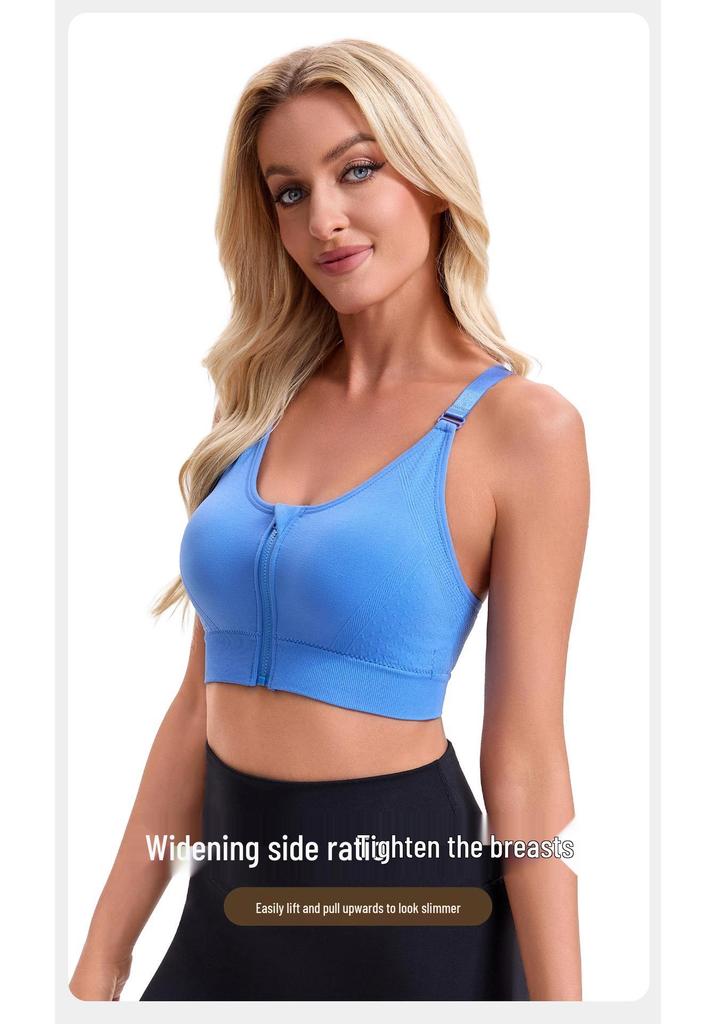 Women's Front Zip Sports Bra - Running, Yoga, Fitness Beautiful Back Design