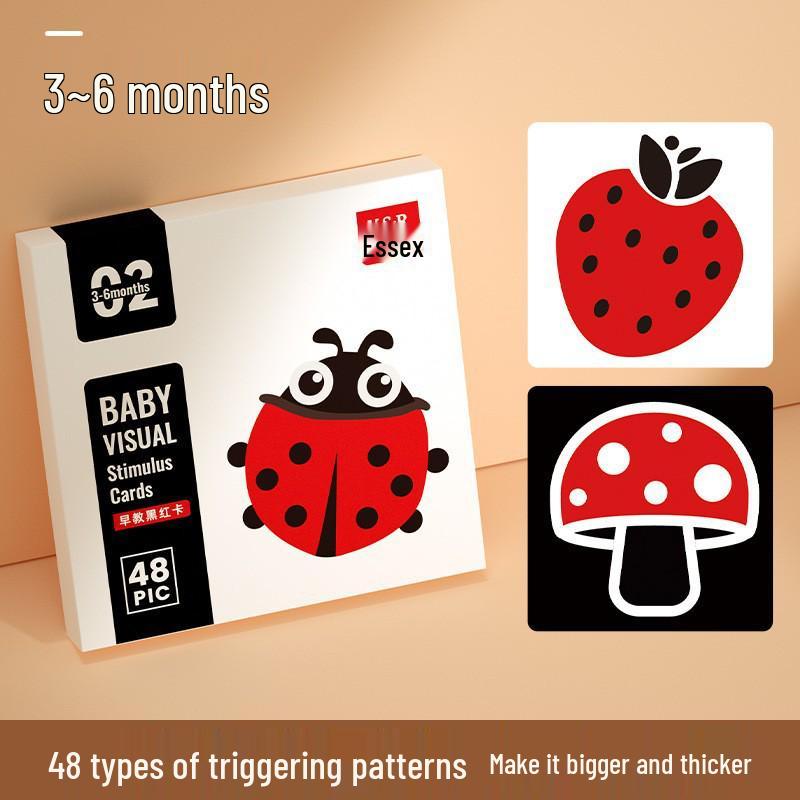 Black & White Visual Training Cards for Babies, Ages 0-3 Months