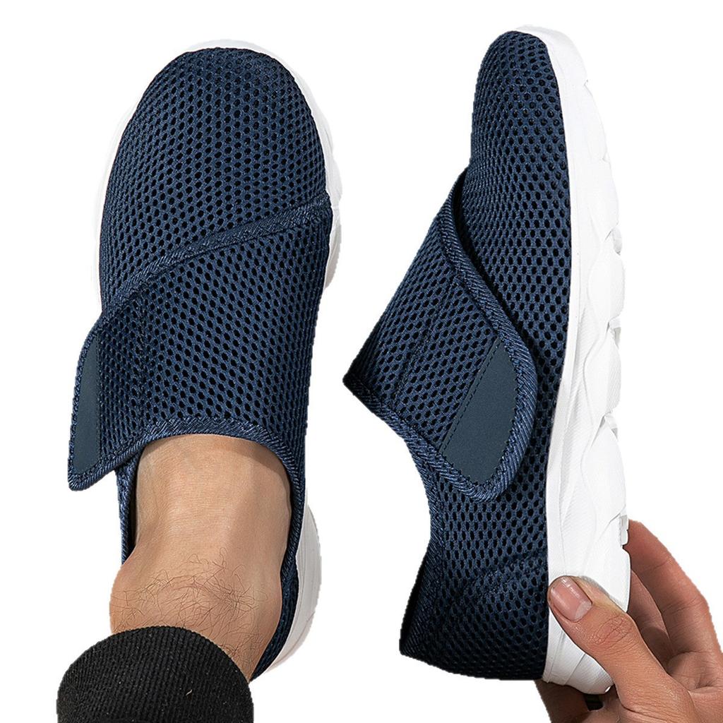 Large size mesh breathable shoes Velcro flat-soled single shoes Lightweight and comfortable shoes Men's and women's casual shoes