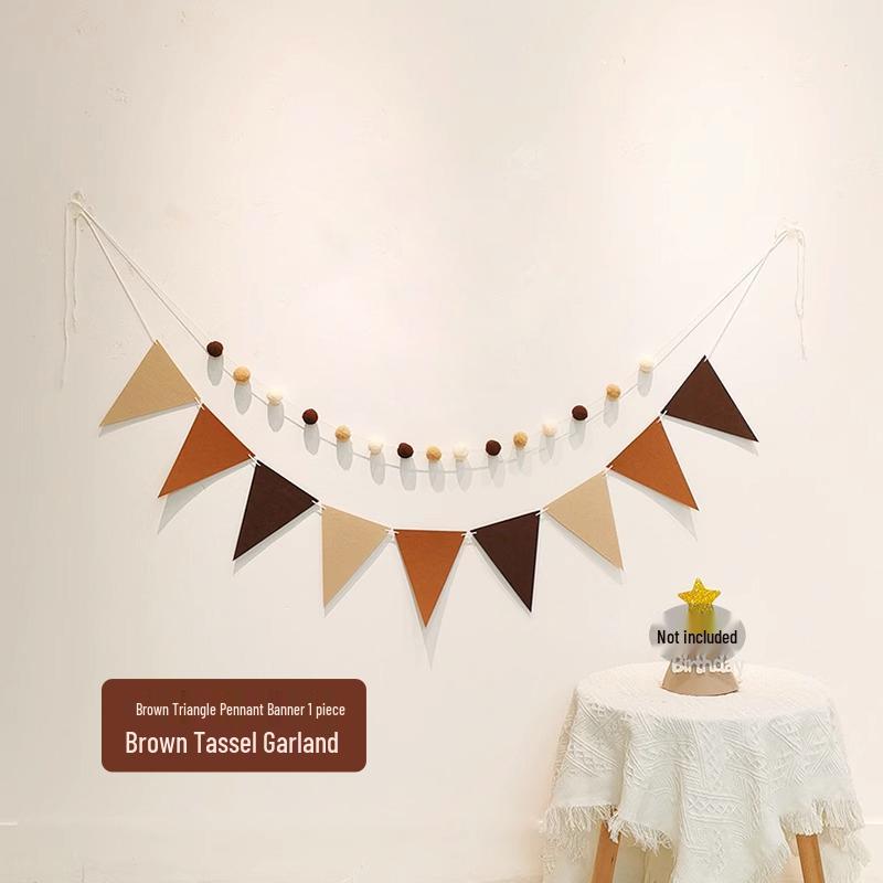 Minimalist Mori-Style Felt Happy Birthday Cake Wall Sticker for Baby's 1st Birthday Photo Props.
