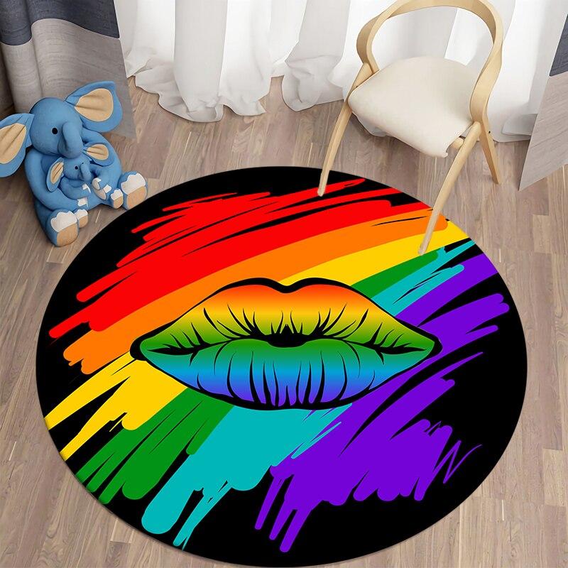 Black Cat Kawaii HD Printed Round Carpet for Living Room Rugs Camping Picnic Mats Flannel Anti-Slip Rug Yoga Mat Stranger Things