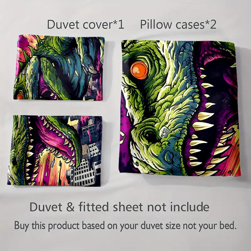 Dinosaur city destruction. Bedding Duvet cover sets Duvet covers Pillowcases gifts (1 * Duvet Cover 2 * Pillowcases, without duvet insert)